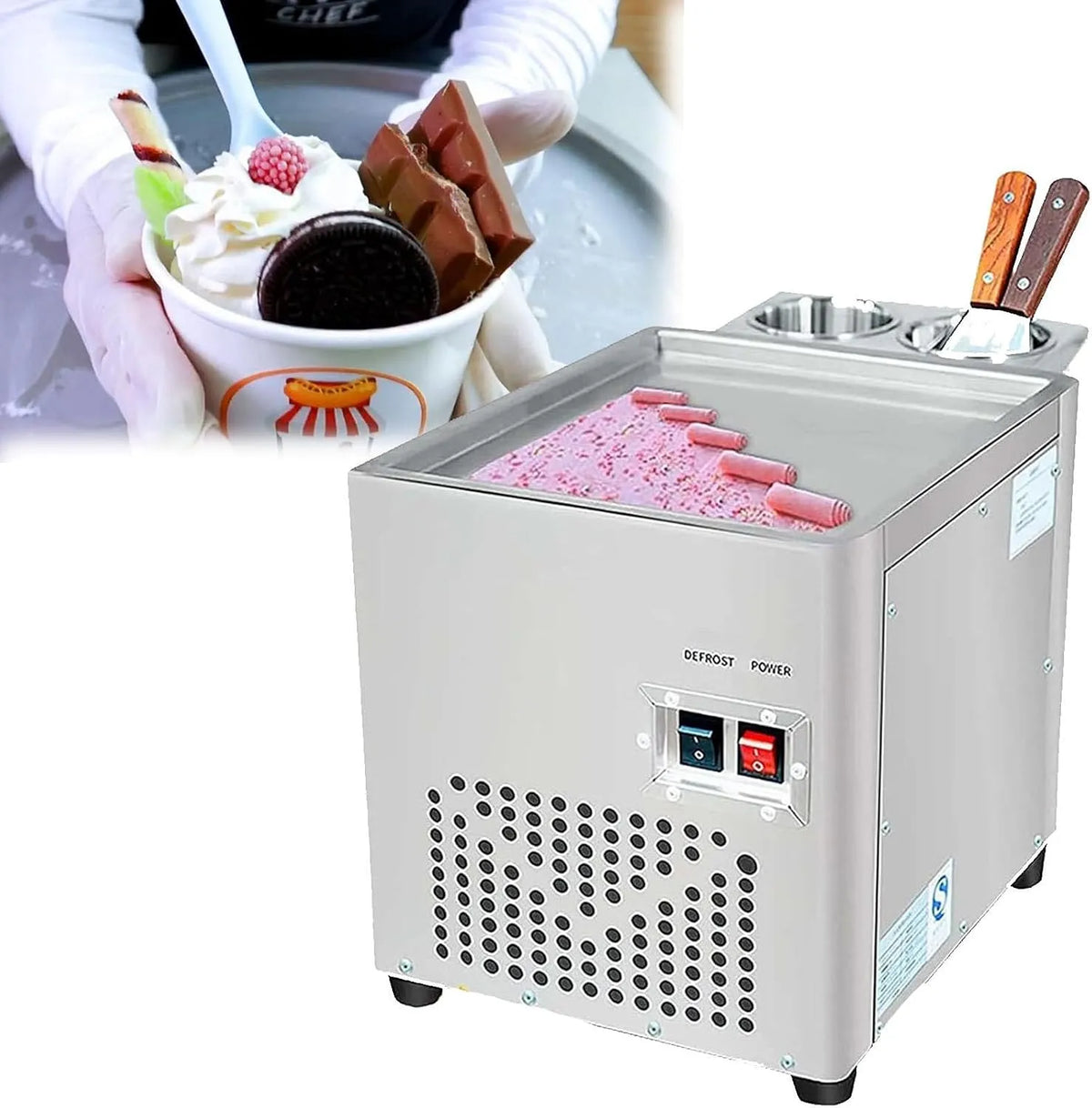 Cream Roll Machine, Ijsmachine, Fried Ice Cream Roll Machine Voor Het Maken Van Ijsrolletjes