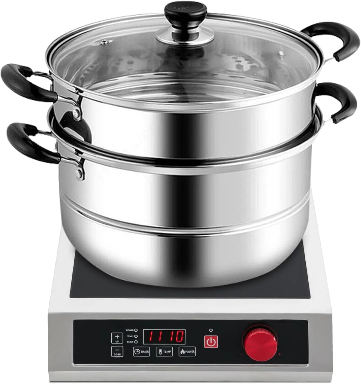 Inductiekookplaat 3500 W met 10 vermogensniveaus en temperatuurregeling 60-270 °C met 43 x 35 x 9 cm, 75 kg, timer, 10 standen, regelbare thermostaat