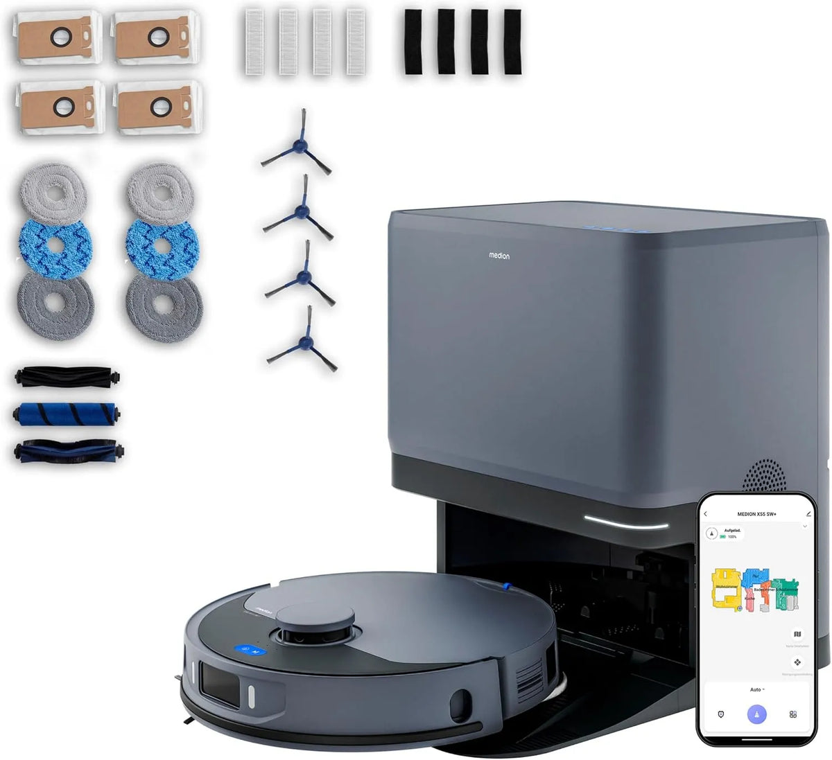 Robotstofzuiger X55 met 10.000 Pa, 3-in-1, 2-in-1 en app-bediening